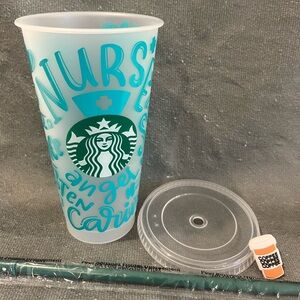 Starbucks Teal and White Nurse Tumbler